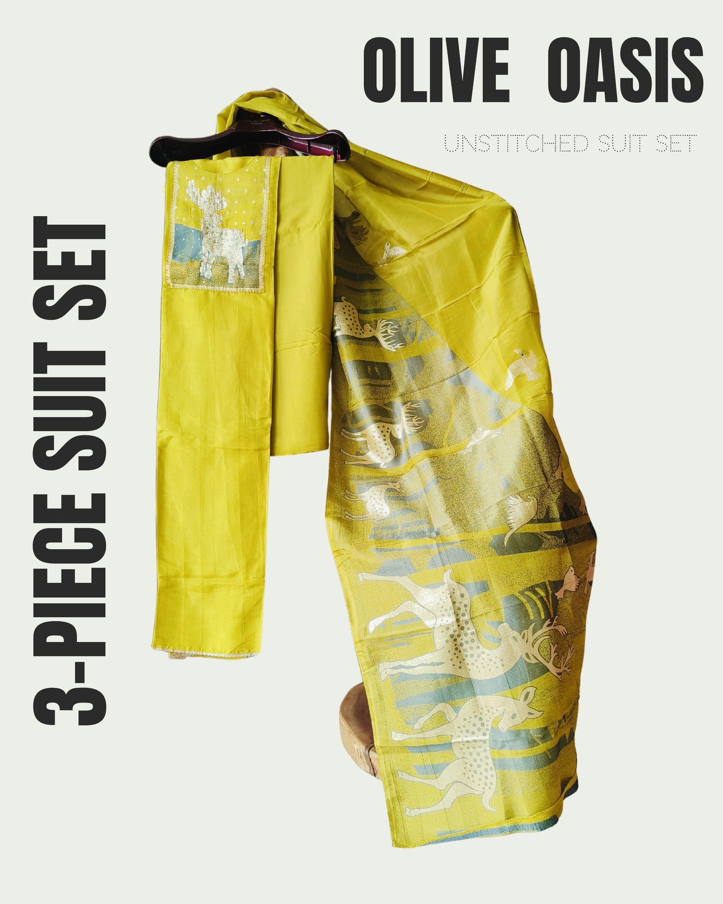 Olive Oasis (Unstitched Suit Set)
