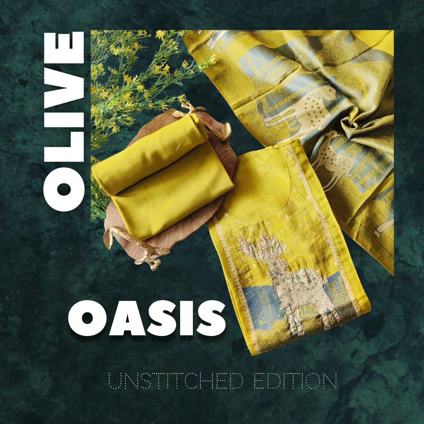 Olive Oasis (Unstitched Suit Set)